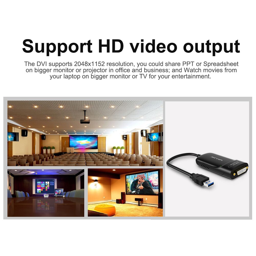 Wavlink USB 3.0 to DVI/HDMI/VGA Graphic Display Adapter 1080P External Video Card adapter Extend/Mirror Screen For Window Mas OS