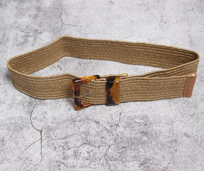 Cinturón bohemio étnico de para mujer, vestido y sobretodo con cinturón ancho, hebilla de Pin tejida, cinturón de para: Khaki