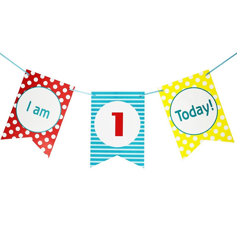 1 Set I am 1 Today Banner Paper Lovely 1st Birthday Bunting One Year Old Baby Boys Girls the First Birthday Photo Props Garlands