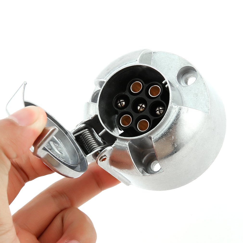 12V 7-Pin Connector Trailer Socket Zware Ronde Bedrading Socket Trekhaak Trekhaak Caravan Vrachtwagen Socket Voor voertuig Auto Accessoires