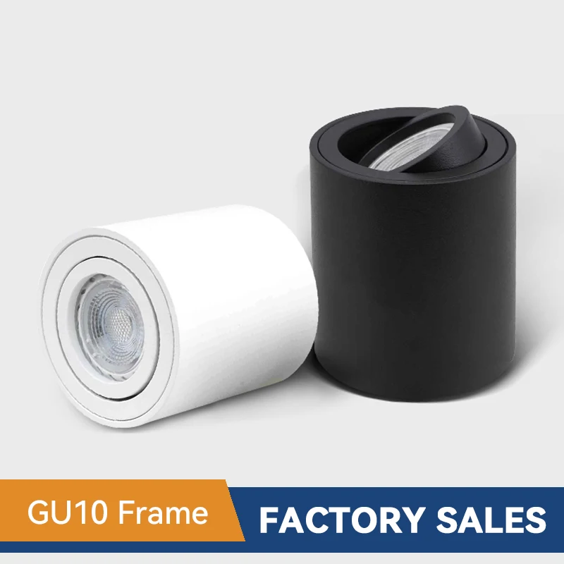 Spotlight  gu10 -armatur rund led-påbygget loftspotlight  gu 10 halogenpære cylinderformet nedadrettet lampearmatur 220v