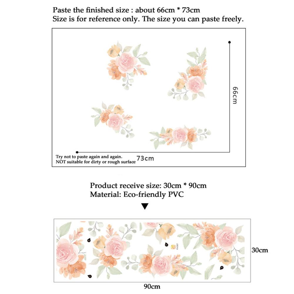 Handmålade vattenfärg blommor väggdekaler sovrum flickrum heminredning vardagsrum bakgrund väggmålning klistermärken tapet