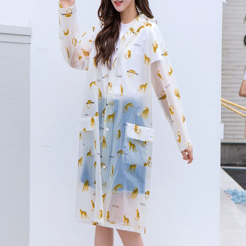 Imperméable Transparent manteaux de pluie Long grande taille cape Poncho femmes hommes mignon imprimé dessin animé housse de veste de pluie transparente