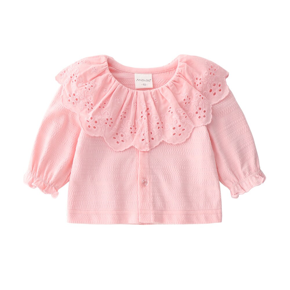 Geboren Baby Meisjes Lange Mouwen Kleding Baby Meisjes Roze Katoenen Tops 3-18 M Kinderen Meisje Kant kleding Lente Herfst Shirt