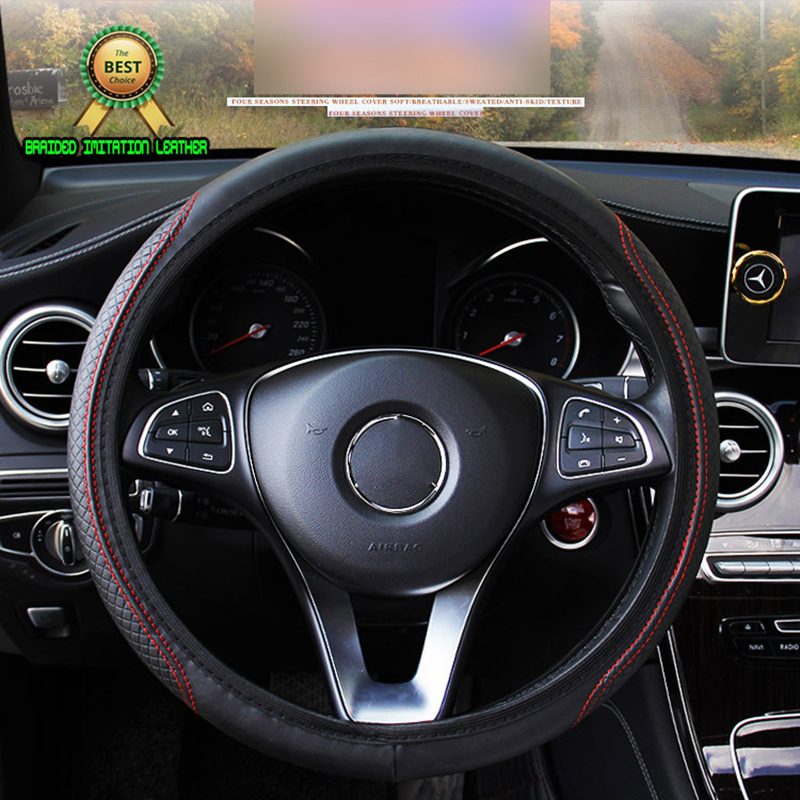 Coprivolante Auto In Pelle Nera 15/38cm - Antiscivolo, Universale, Clip-on