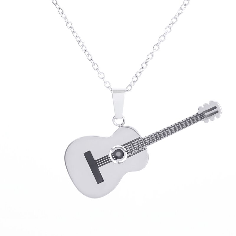 Collar con colgante de guitarra musical de acero inoxidable, accesorios de joyería para músico, hombres y mujeres, Punk, Hip Hop, Rock, instrumentos musicales