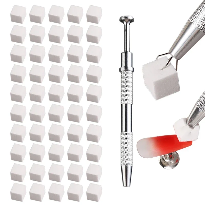 Ensemble d'éponges carrées pour Nail Art, 50 pièces, pinceaux dégradés, de vernis Gel, stylo à saisir, fournitures de manucure 229w: Gris clair