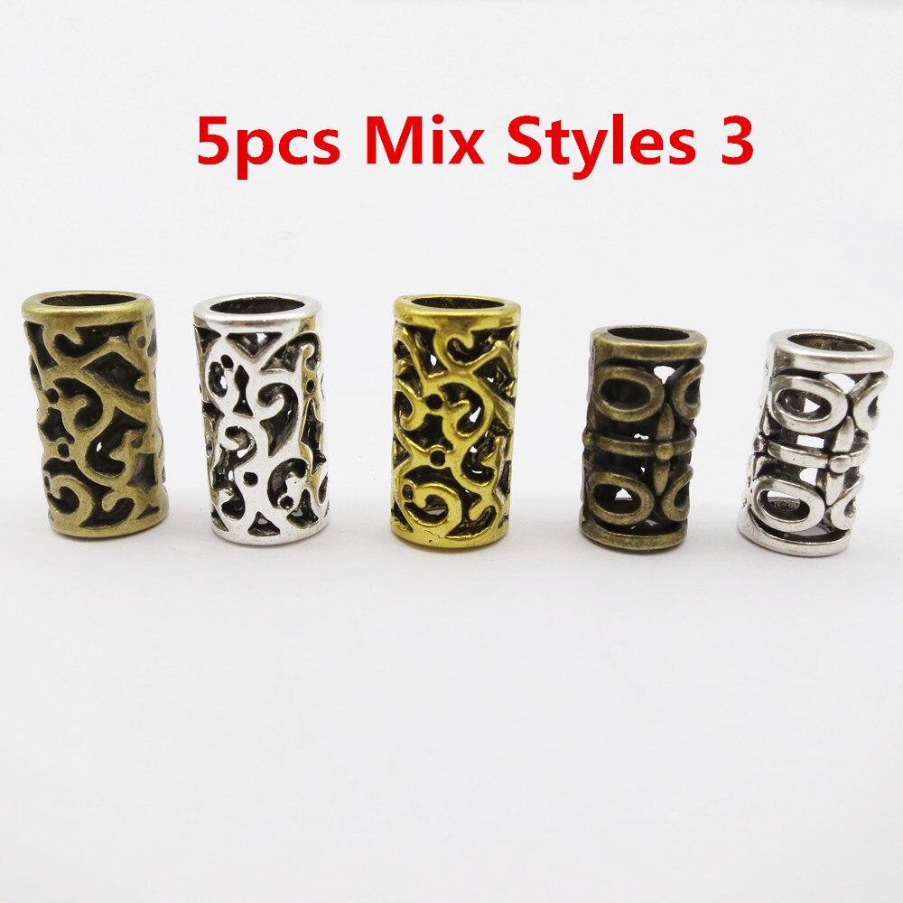 5 stk viking rune hår flette Grue seg skjegg dreadlock perler ringetone rør til hår menn kvinner tilbehør forskjellige 10 stiler: 5 stk miks stiler 3