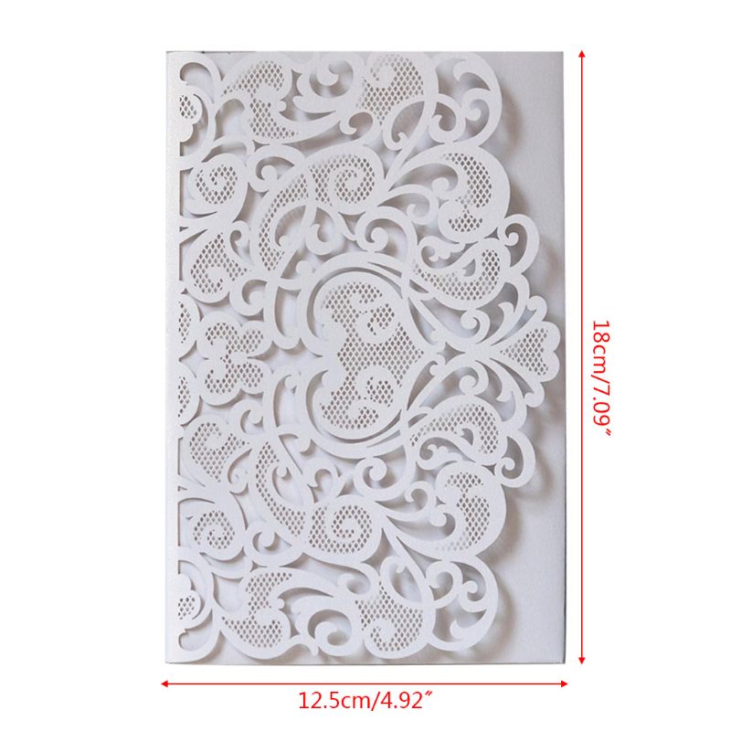 10pcs Cut Hollow Heart Shape Wedding Invitations Card Party Supplies QX2E