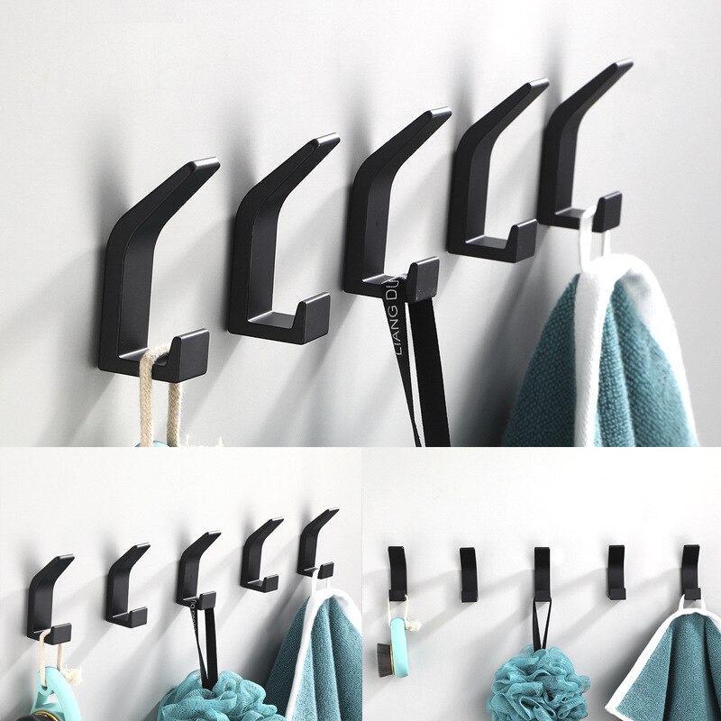 Gancho Doble para ropa de baño, perchero para bata de dormitorio, accesorios de cocina para sala de estar, color blanco y negro, sin perforación