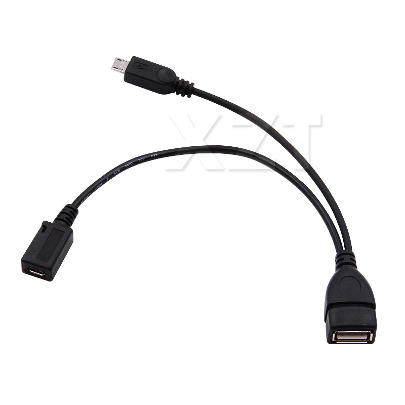 2 em 1 otg micro usb host power y divisor usb adaptador para micro 5 pinos macho fêmea cabo de dados para o disco flash telefone inteligente