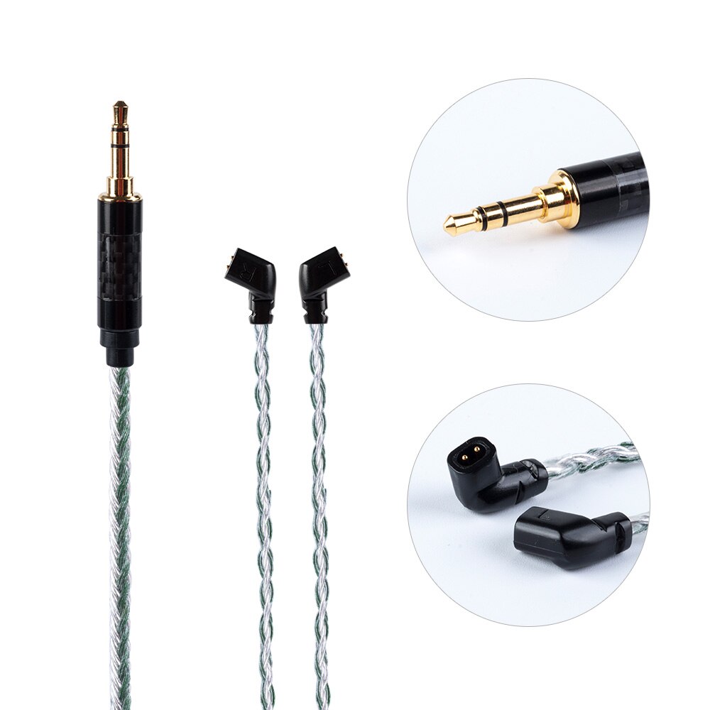 câble plaqué argent de noyau de hifi980 16 câble de mise à niveau de 2.5/3.5/4.4mm avec MMCX/2Pin pour ZS10 PRO ZSX BL-03 V90: QDC 3.5