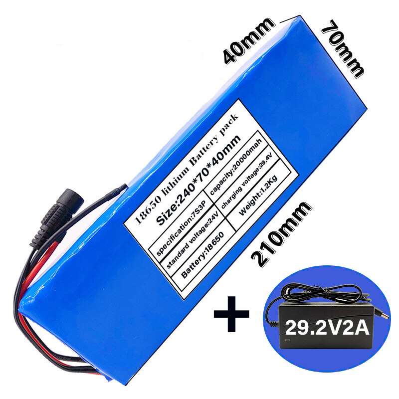 Batterie lithium-ion 7s3p 18650 24V, 20ah, 20000mAh, pour vélo électrique, avec chargeur: Or