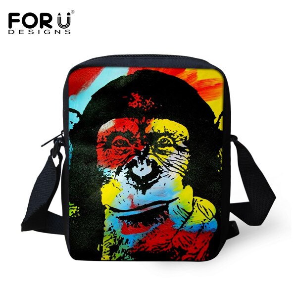 Famous Monkey Men Messenger Bags 3D Zoo Aniamal Man Mini Crossbody Bags Brand Casual Male Travel Bag: w1227E