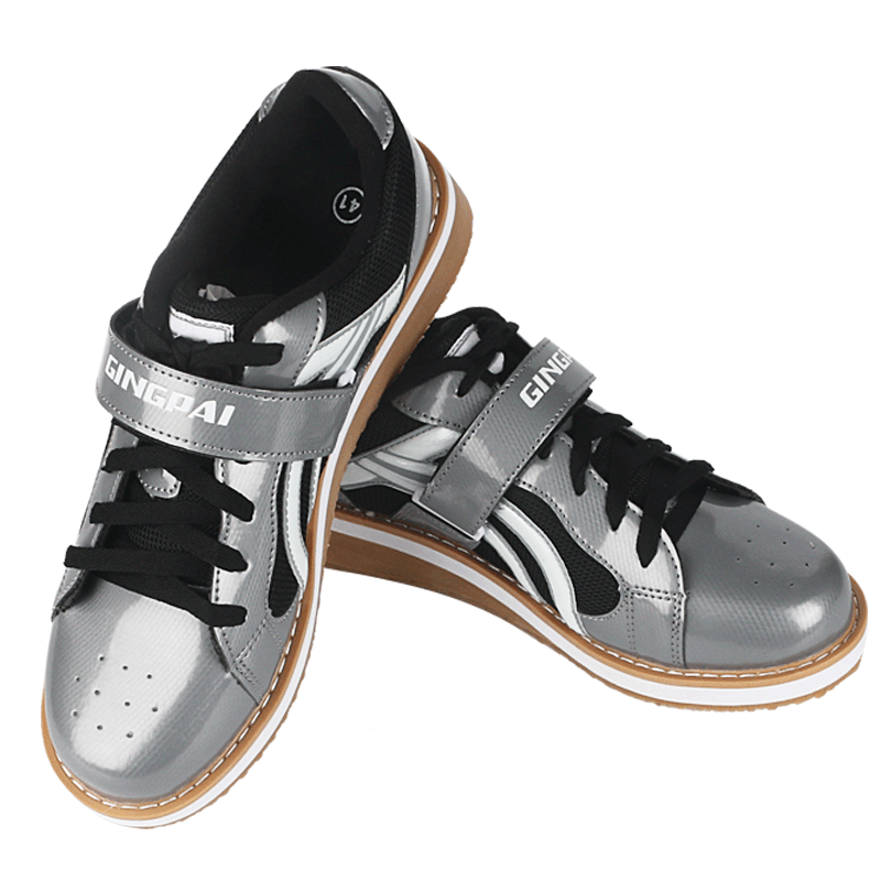 Plus Size Adult Weight Lifting Shoes For Suqte Power Lifting Exercise Training Leather Non Slip Weightlifting Shoes: Gray / 44