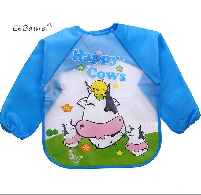 Leuke Cartoon Slabbers Lange Mouw Art Schort Dier Kiel Kinderen Bib Burp Kleding Zachte Voeden Eet Peuter Waterdichte Baberos