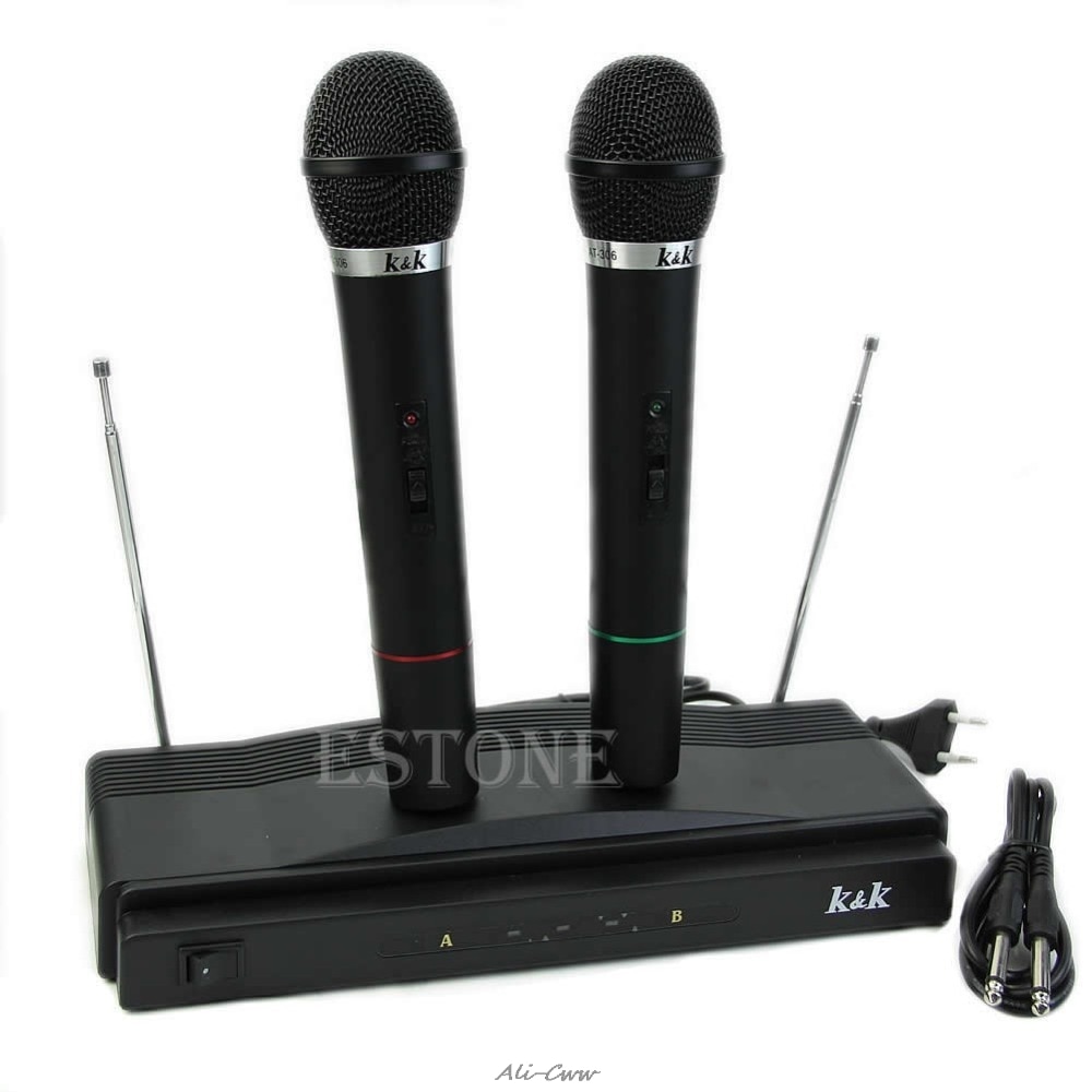 Wireless Microphone System Dual Handheld 2 x Mic Cordless Receiver