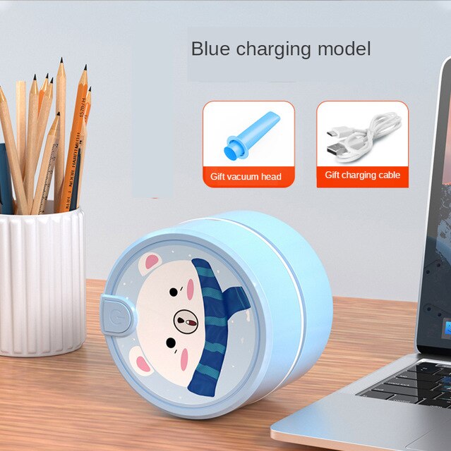 USB Mini Vacuum Cleaner Portable Desktop Dust Cleaner Classroom Table Desk Sweeper Handheld Home PC Keyboard Vacuum Cleaner: Blue