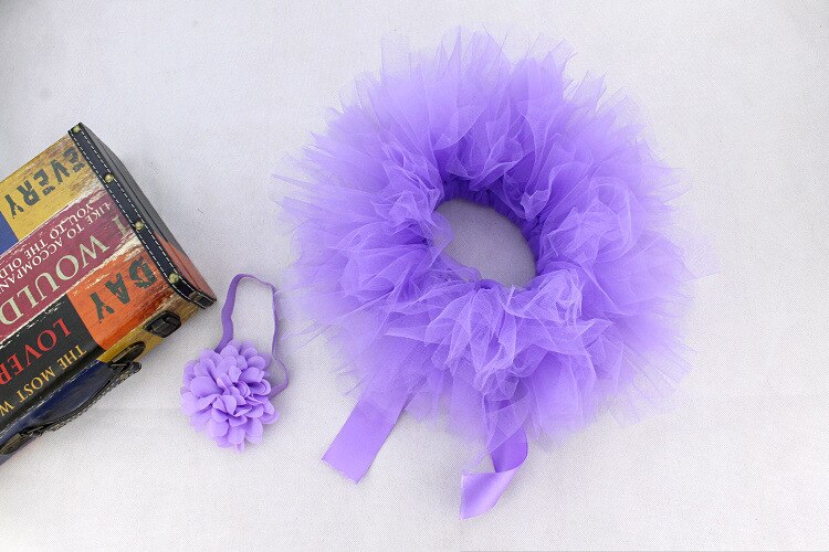 Newborn Baby Photography Props Baby Tutu Tulle Skirt+Headband Set Infant Photography Clothing Skirts Baby Photo Prop Accessories: purple