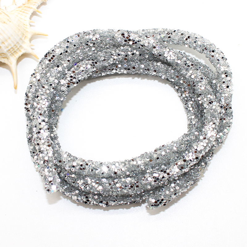 1 yards Kerst Kleur Glitter Steentjes Pailletten Passementen Zachte Buis Koord Touw DIY Kledingstuk Schoenen Feestdecoratie Bruiloft: 4Mm / Transparant