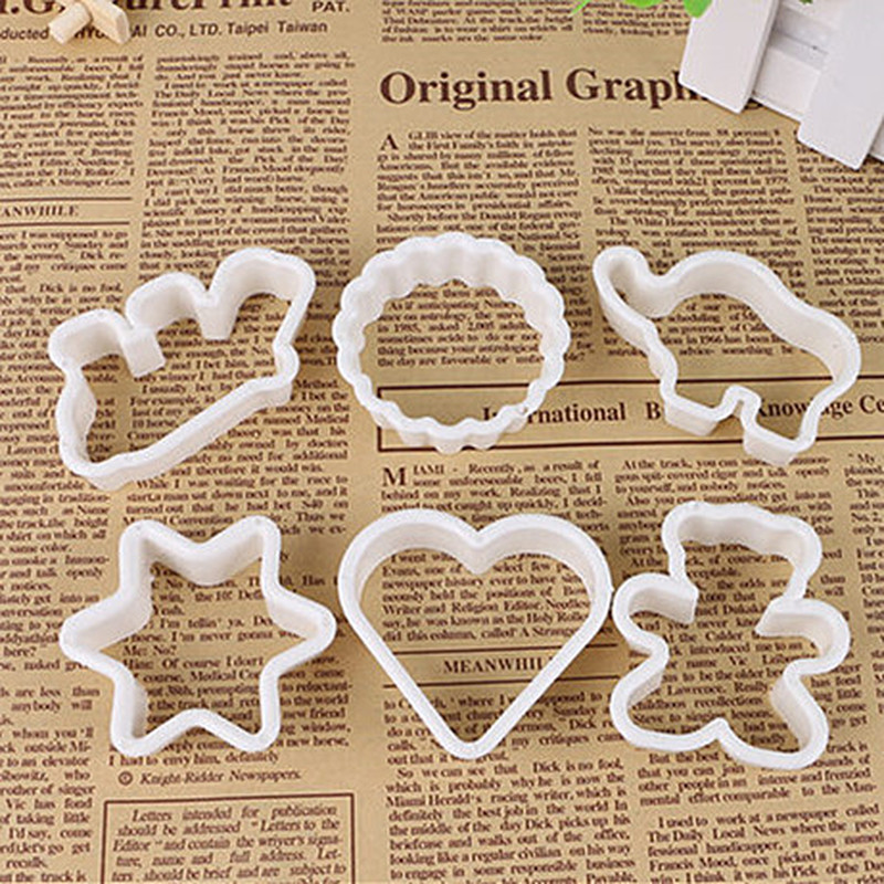 6PC de plástico de azúcar de galleta de molde de dibujos animados de animales moldes de pastel de tarta de piña molde de cocina para hornear