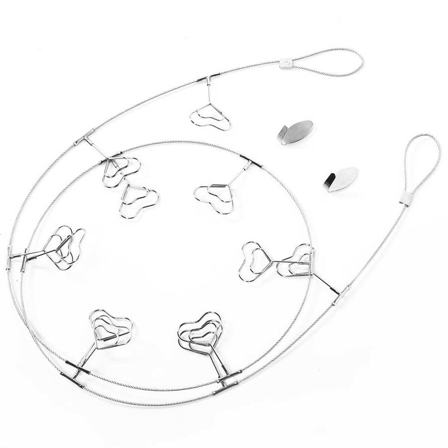 Hanging Photos Clips Heart Shapes Steel Wire Rope Wall Pictures Display Decoration Metal Photos Clips