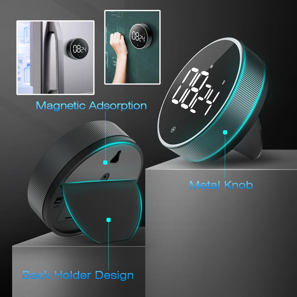 OVEKI LED Magnetic Digital Timer for Kitchen Cooking Shower Study Stopwatch Metal Knob Alarm Clock Manual Electronic Countdown