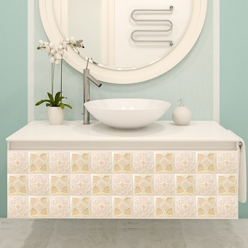 ARTIBETTER 24pcs Vintage Tile Stickers Self Adhesive Wall