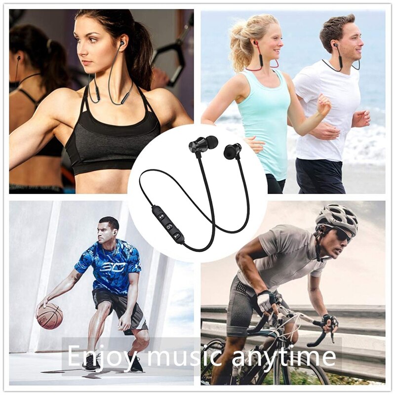 Bluetooth oordopjes sport nekband magnetische draadloze oordopjes stereo oordopjes muziek metalen koptelefoon met microfoon voor alle telefoons