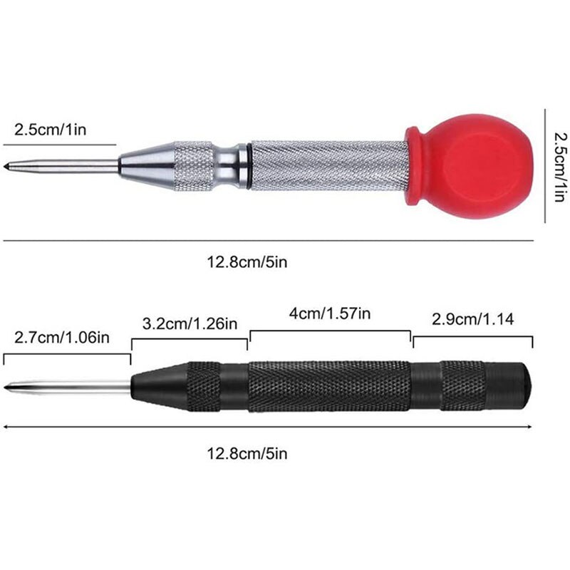 3 Pcs Automatic Center Punch Tool, Spring-Loaded Center Hole Punch Marker Scriber with Palm Cushion Cap