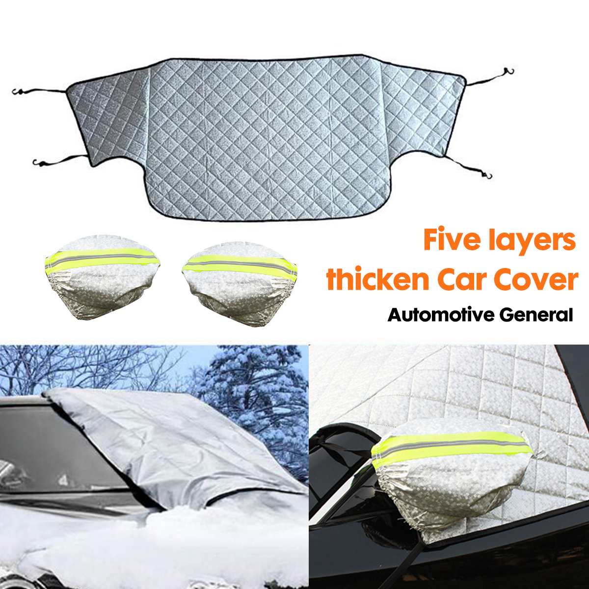 Magnets Universal Car Windshield Mirror Reflective Bar Cover 5 Layers Thicken Sun Shade Protector Winter Snow Ice Rain Dust: Thicken Type