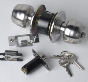 in stock stainless steel round door knobs Lock entry handle with key interior door handle