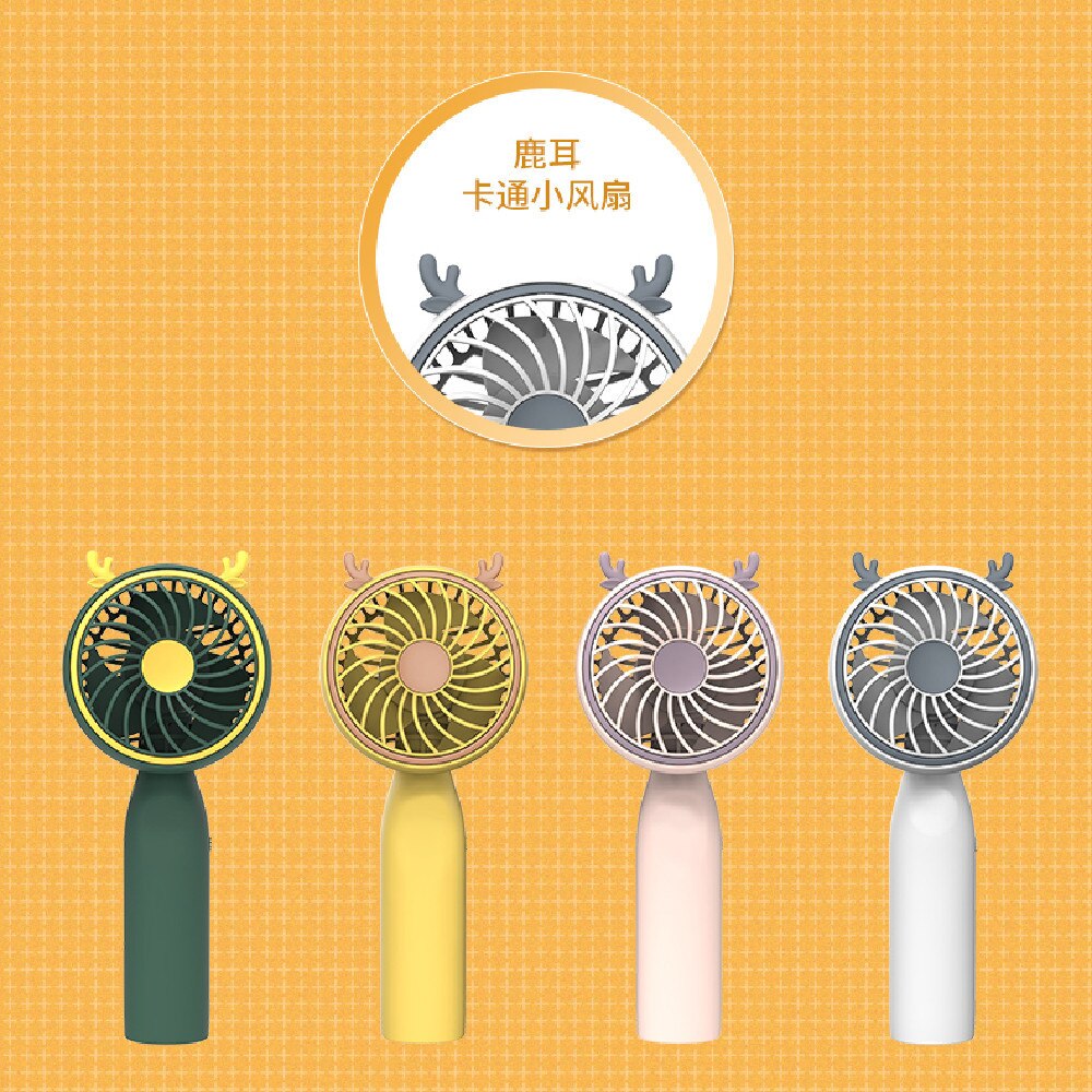 2022 Mini Portable Fan Cartoon Handheld Fan Portable Usb Charging Student Dormitory Cute Portable Mute: Deer ears random col