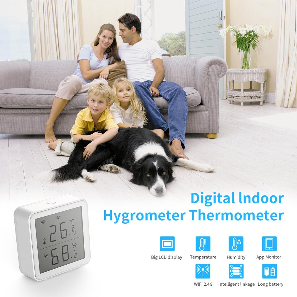 Smart Tuya WIFI Temperature And Humidity Sensor Indoor Hygrometer Thermometer With LCD Display Support Alexa Google Assistant