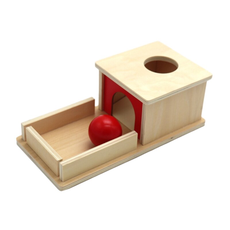 Wood Educational Toy Object Permanence Box with Tray