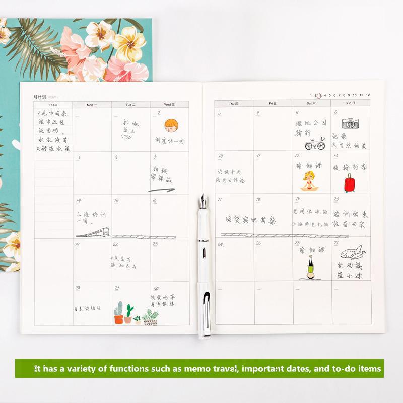 A4 store 365 selvfyldende kawaii planner notesbog 12 måneders dagsorden kinesisk planner kontor skoleartikler 365 planner