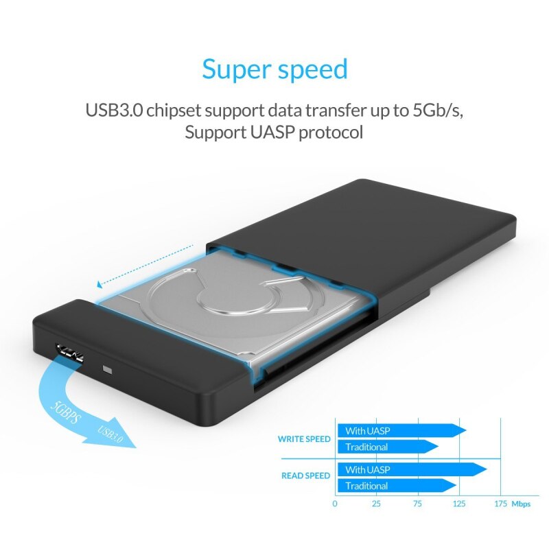 Orico 2.5 Inch Usb 3.0 Hdd Tool-Gratis Hdd Case Externe Behuizing Behuizing Voor 9.5Mm 7Mm Sata harde Schijf Doos 1Tb 2Tb Externe