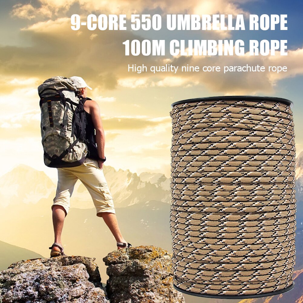 Universal 100m 9 Core Paracord Rope Survival Parachute Cord Climbing Camping Lanyard Wind Rope Drying Traction Strapping