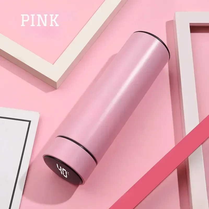 500ml Stainless Steel Thermos Bottle with Digital Temperature Display LED Intelligent Temperature Measurement Cup Vacuum Flask: Yellow