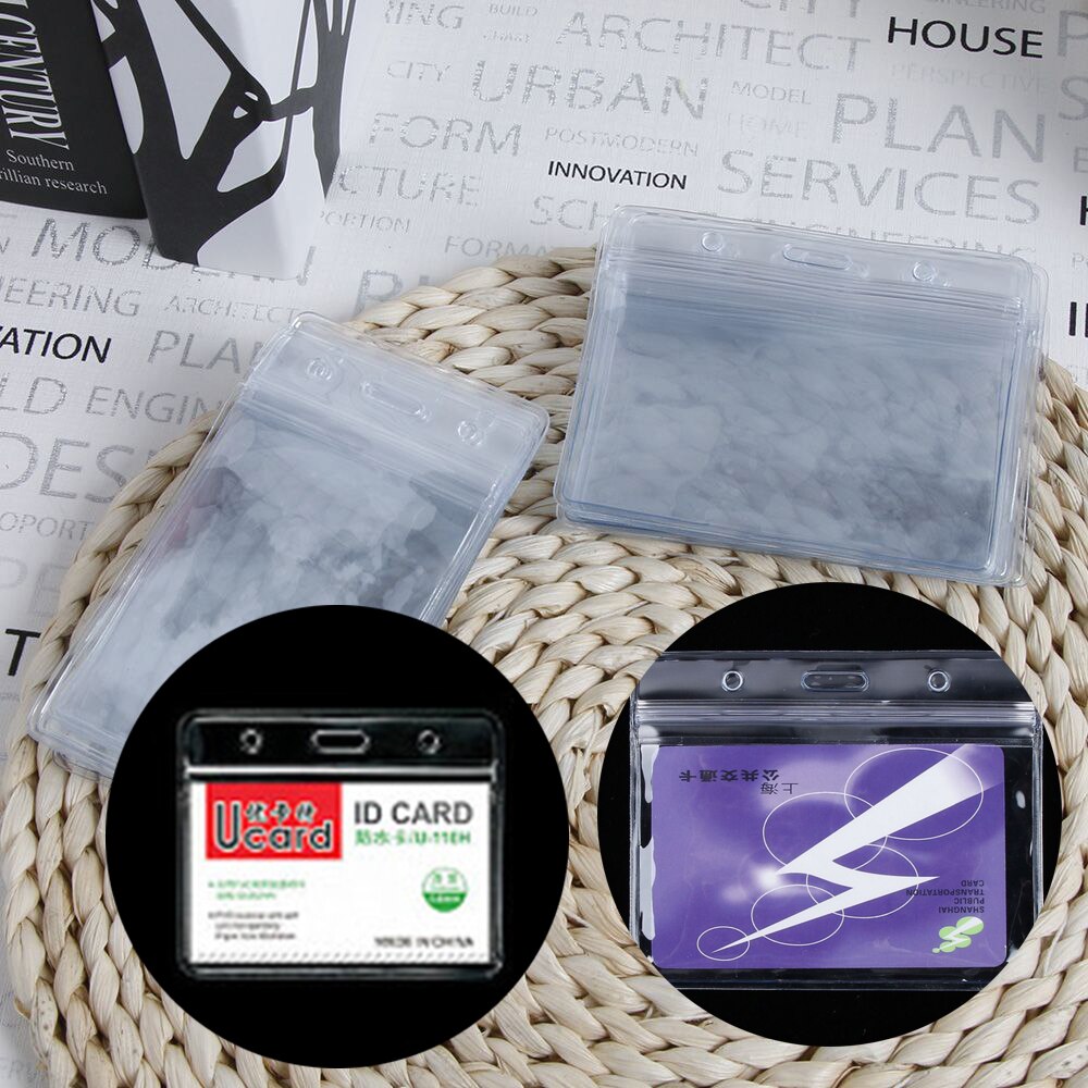 Lot of 10 Horizontal Transparent Vinyl Plastic ID Card Badge Holder Bank Card Badge Holders Name Card Holders With Zipper