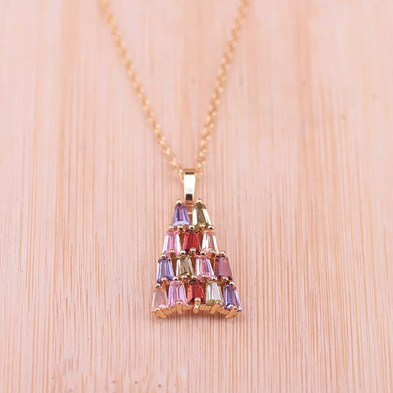 Risenj Trapezoidale Oro Insieme Dei Monili di Colore Per Le Donne Colorful Zircone e Cristallo Dell&#39;orecchino Della Collana Del Pendente Set Best Regalo Per Le Donne: pendant