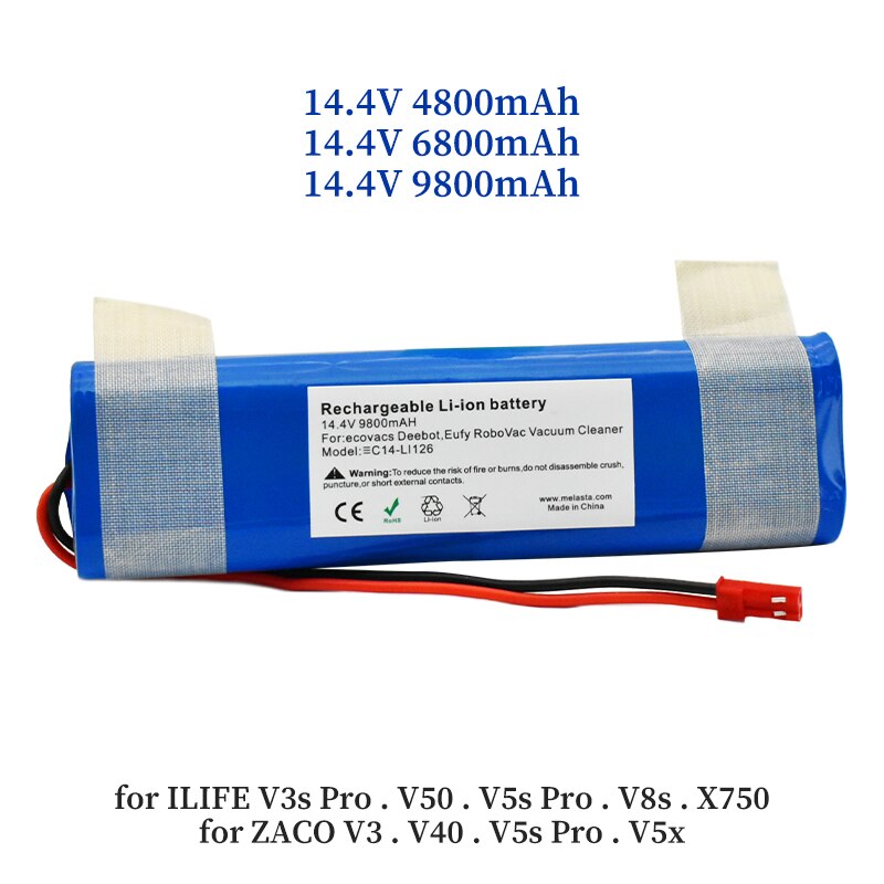 2022 Echte 14.4 V 6800Mah 18650 Lithium-Batterie F Ür Ilife V3s Pro, V50, v5s Pro, V8s, X750 Roboter-Staubsauger Batterie