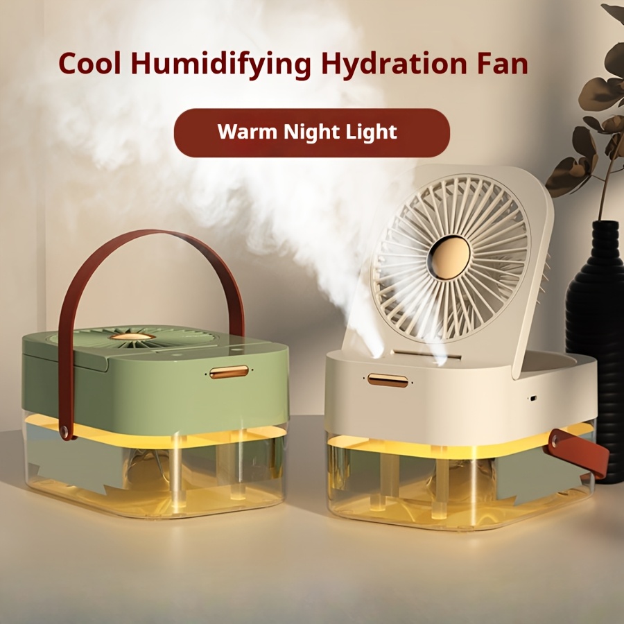 Kabelloser Luftbefeuchter mit Ventilator, 2,5 l, großes FassungsvermöGen, Wassernebel, USB, tragbare Klimaanlage, Diffusor für sterben Fernbedienung von Zuhause und Zimmer