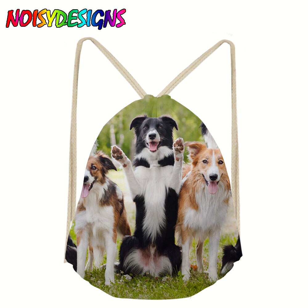 Lin oppbevaring pakke bag border collie hund mønster snøre bag liten mynt veske reise kvinner liten tøy veske veske: Lmyd 3925 z 3