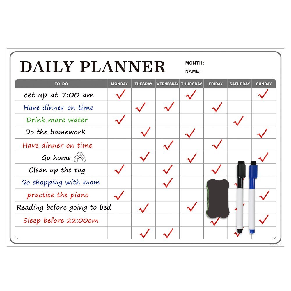 Magnetic Weekly Daily Planner White Board for fridge organizer Dry Erase Calendar Family Menu Chore Chart Office To do list Memo: 4230JHB029CC00