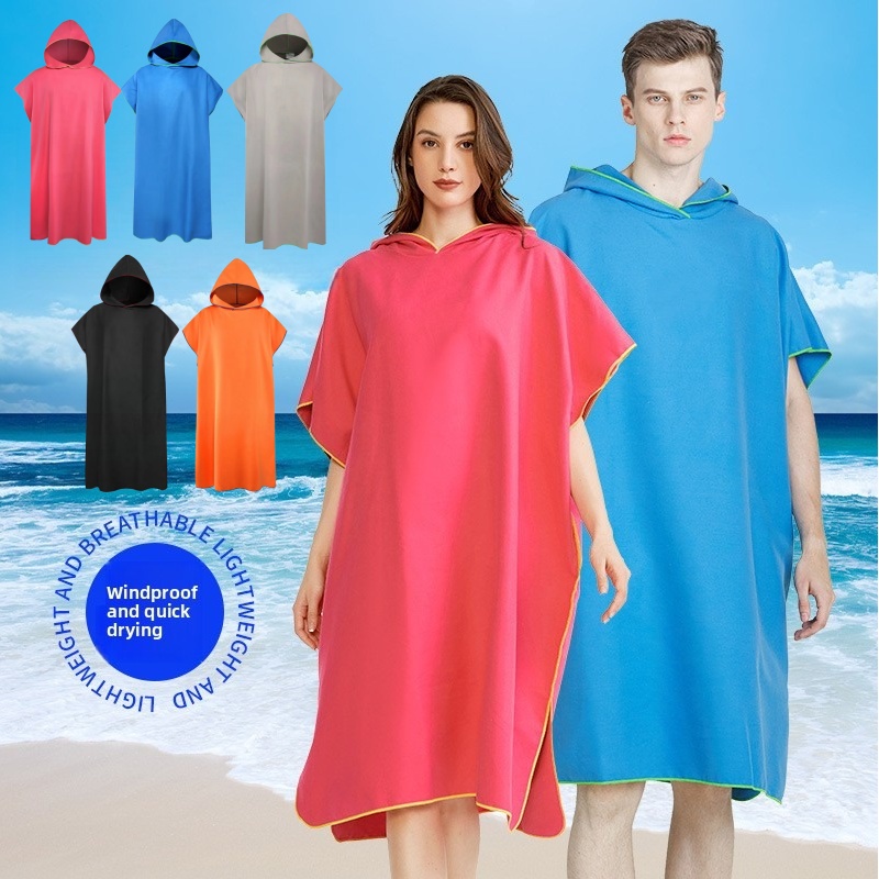 Microfiber handdoek met capuchon Heren Dames voor zwemmen Strand Reizen Sneldrogend Veranderend gewaad Cape Badhanddoek Badjas Surfponcho Sauna Spelen