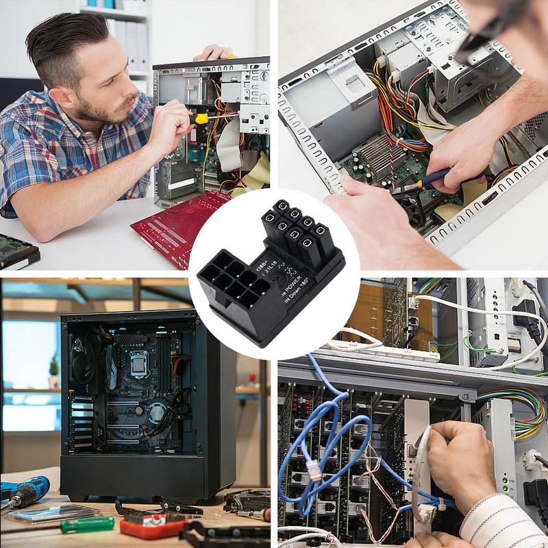 Graphics Card Adapter For PC 6/8 Pin Connector Power Adapter 180 Degree Angled Adapter Steering Connector Board GPU Adapter For