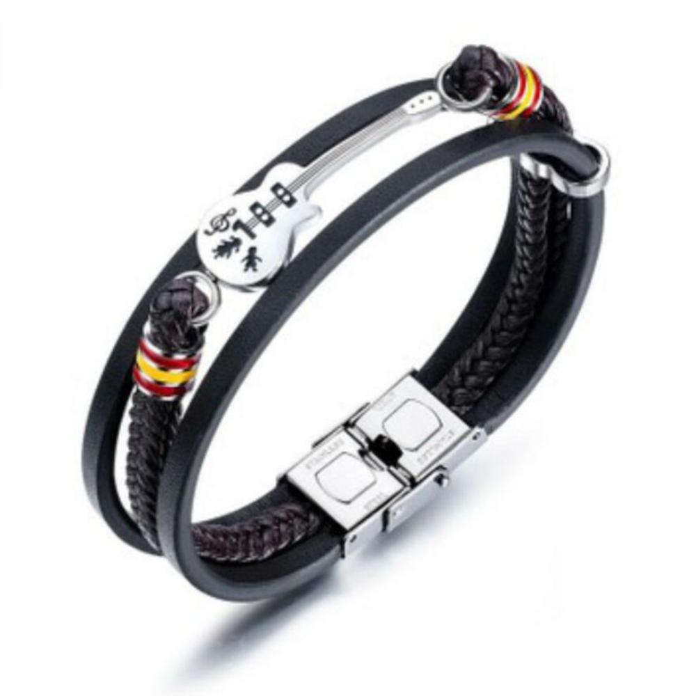 Punk Stijl Heren Rvs Pu Lederen Armband Armbanden Mode Mannelijke Armbanden Sieraden 21 Cm