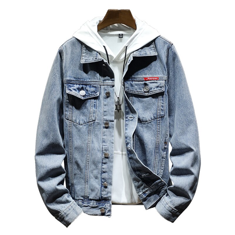 Winter denim jacket men's loose plus size denim tooling jacket