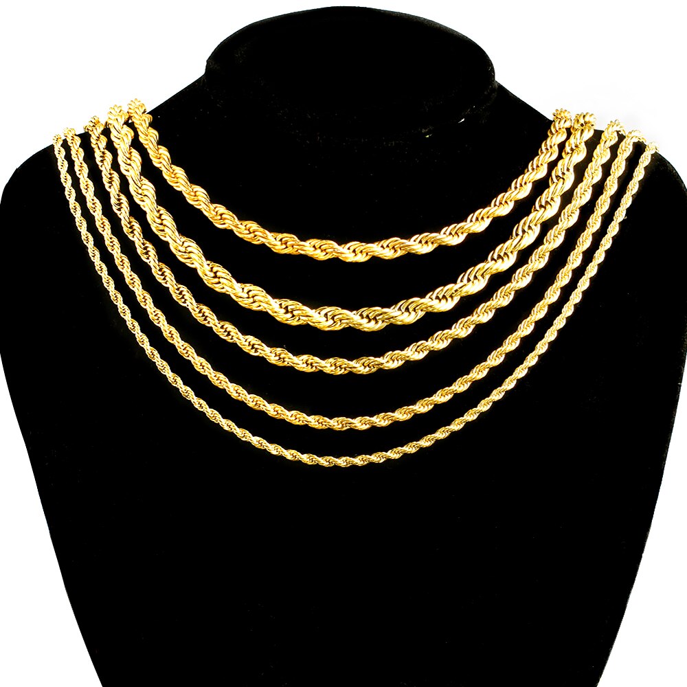 Rope Chain Necklace for Women Men Stainless Steel Twisted Necklace Jewelry 2/3/4/5/6/7 Width